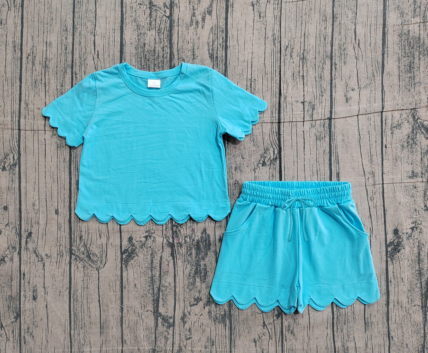 Pre-order no moq GSSO3180 pre-order baby girl clothes blue and green short sleeve shorts summer outfit-26.1.22