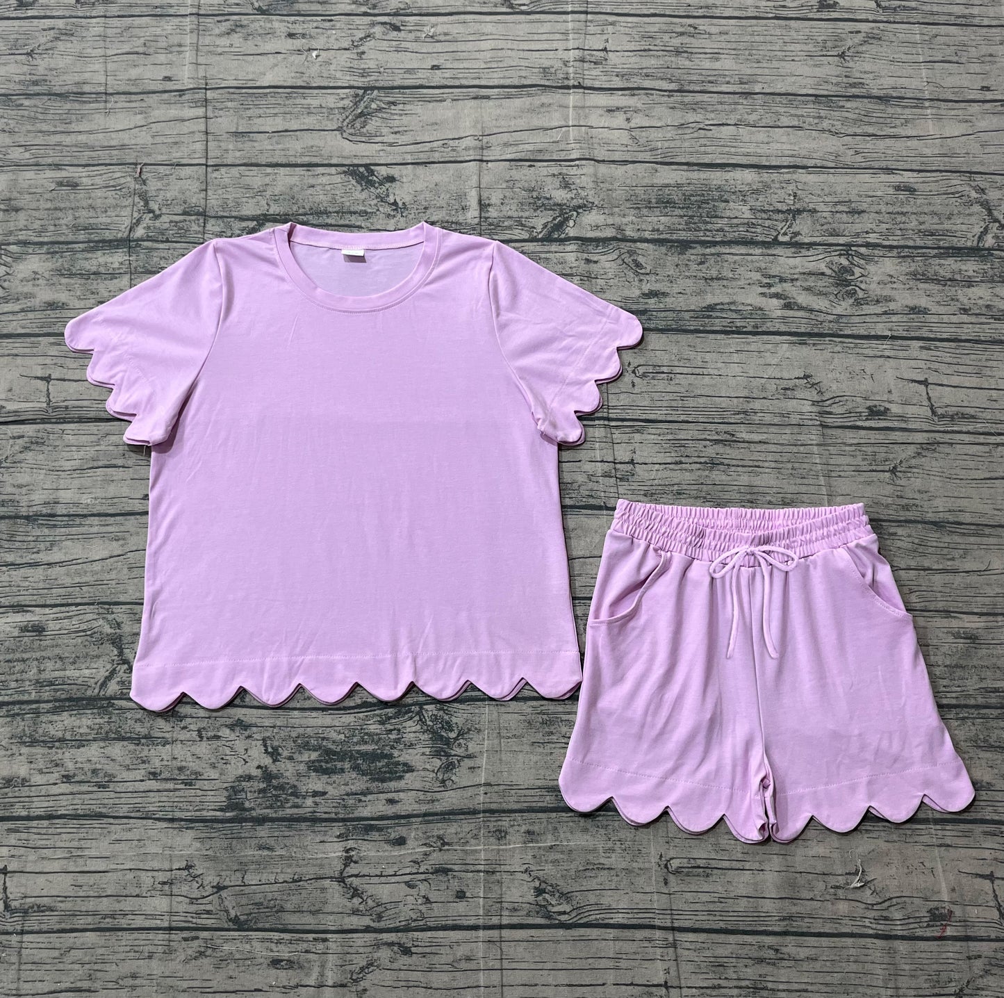Pre-order no moq GSSO3201 adult clothes summer pink short sleeve shorts set-26.1.24