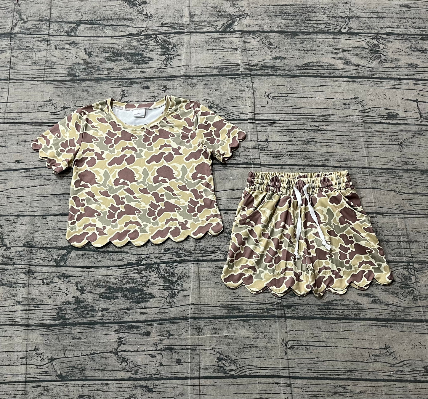 Pre-order no moq GSSO3224 pre-order baby girl clothes camouflage short sleeve shorts summer outfit-26.1.24