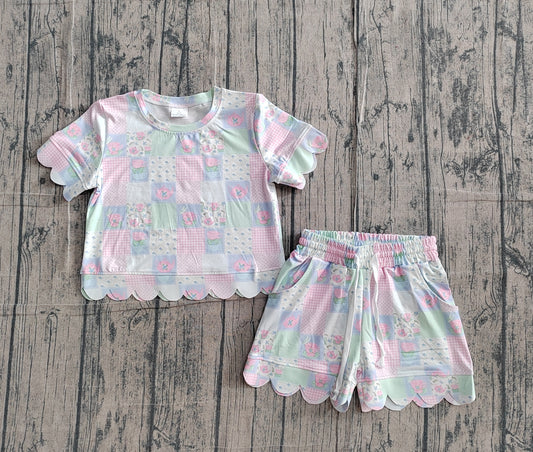 Pre-order no moq GSSO3229 pre-order baby girl clothes floral short sleeve shorts summer outfit-26.1.25