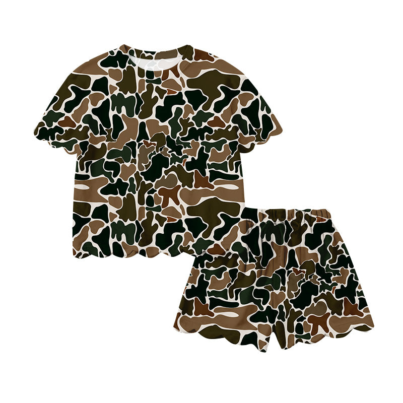 Pre-order no moq GSSO3234 adult clothes summer camouflage short sleeve shorts set-26.1.19