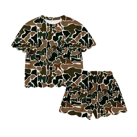 Pre-order no moq GSSO3234 adult clothes summer camouflage short sleeve shorts set-26.1.19