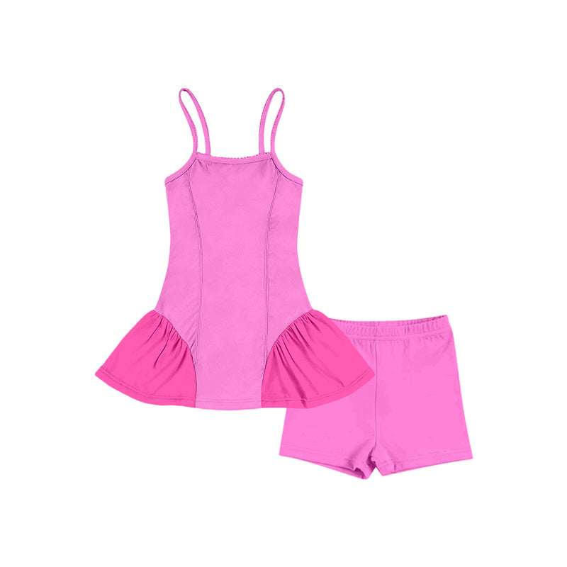 Pre-order no moq GSSO3259 pre-order baby girl clothes yoga pink suspender shorts summer outfit-26.1.20