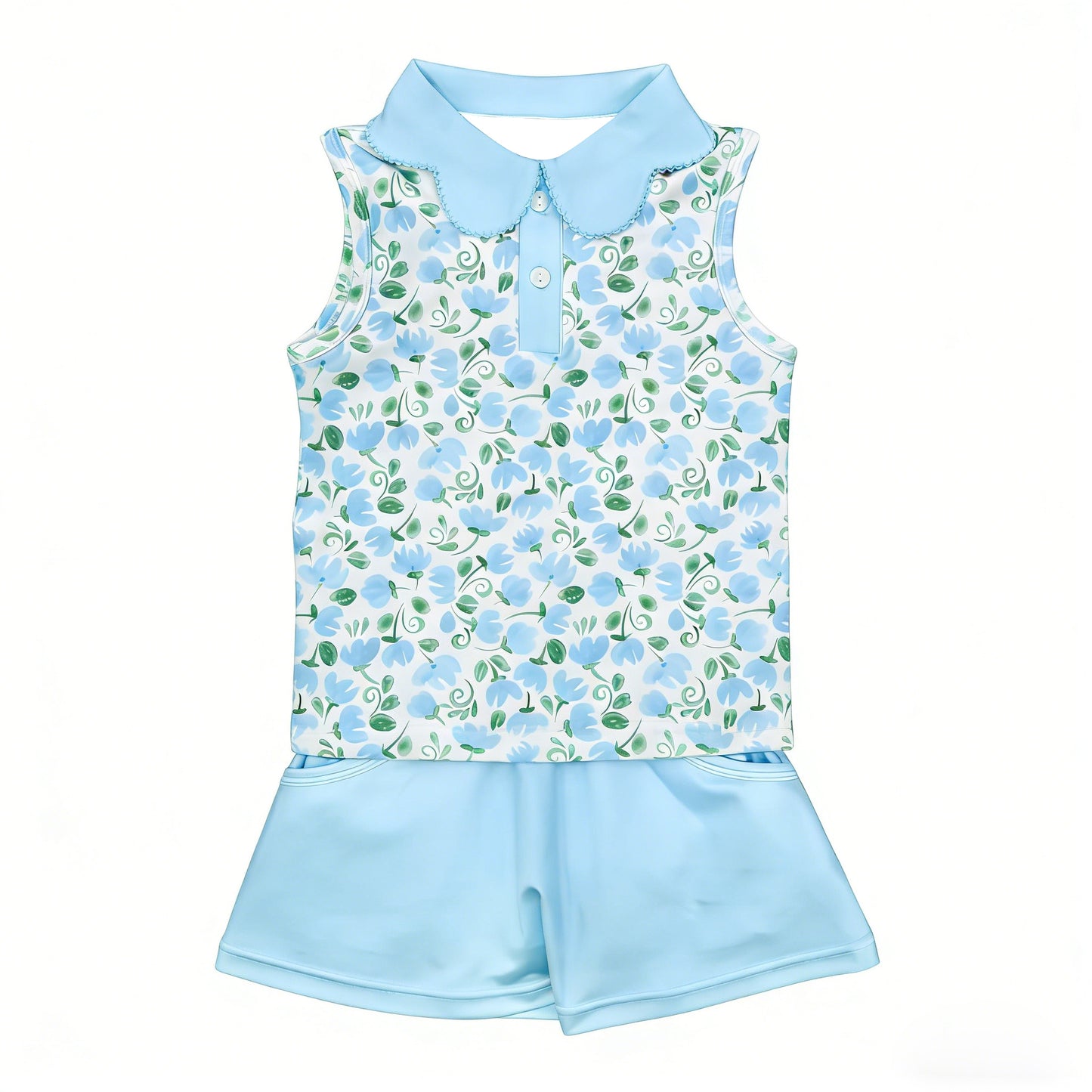 Pre-order no moq GSSO3280 pre-order baby girl clothes floral sleeveless shorts summer outfit-26.1.22