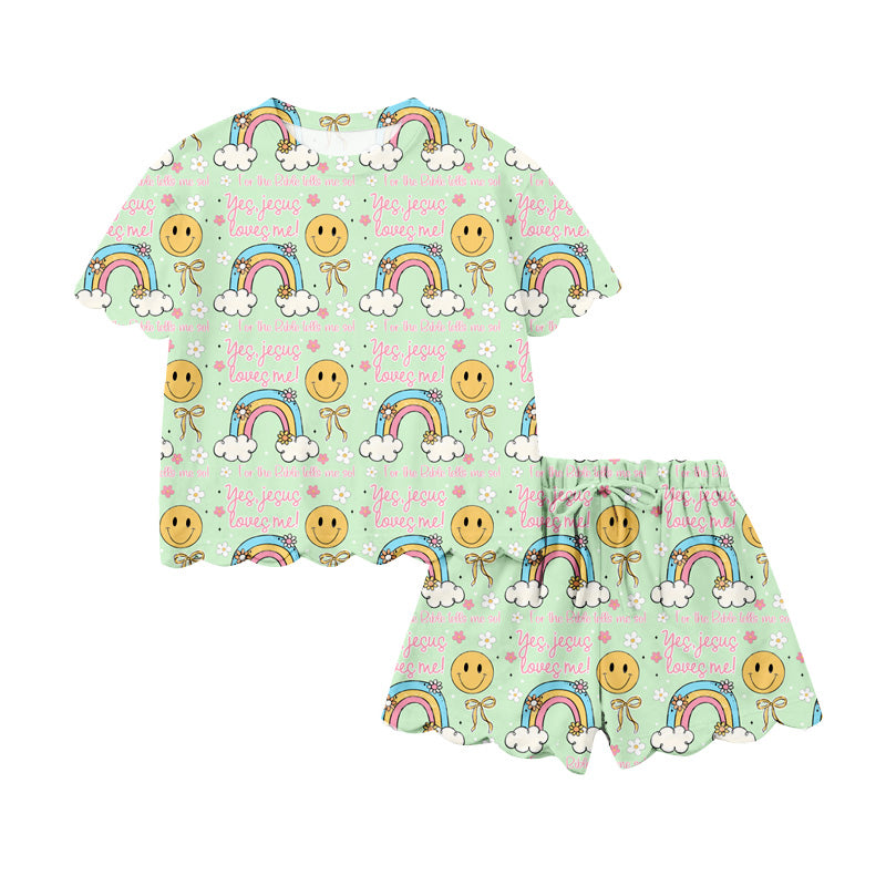 Pre-order no moq GSSO3283 pre-order scallop baby girl clothes short sleeve shorts summer outfit-26.1.22