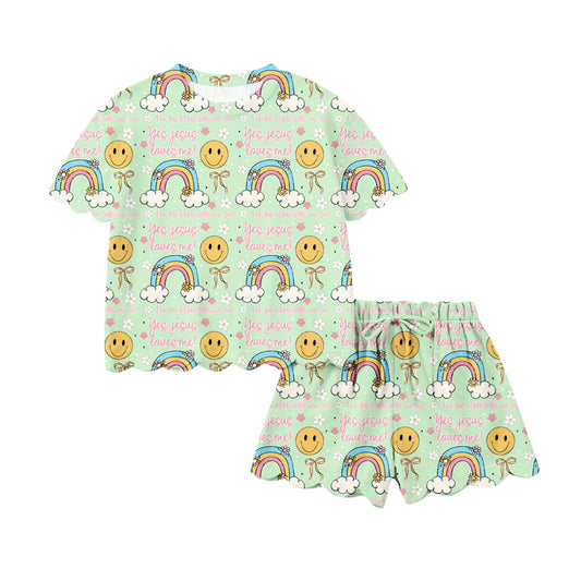 Pre-order no moq GSSO3283 pre-order scallop baby girl clothes short sleeve shorts summer outfit-26.1.22