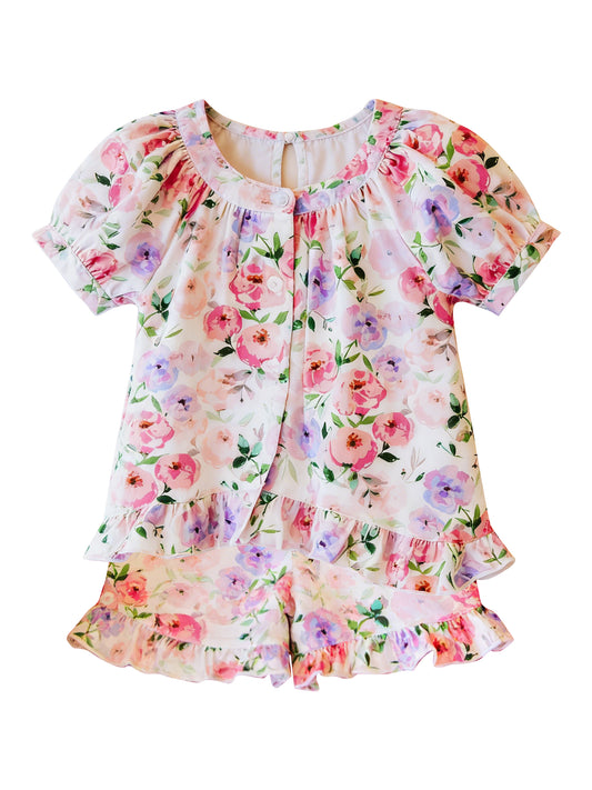 Pre-order no moq GSSO3291 pre-order baby girl clothes floral short sleeve shorts summer outfit-26.1.23