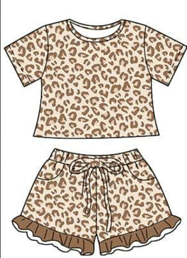 Pre-order no moq GSSO3292 pre-order baby girl clothes leopard short sleeve shorts summer outfit-26.1.24