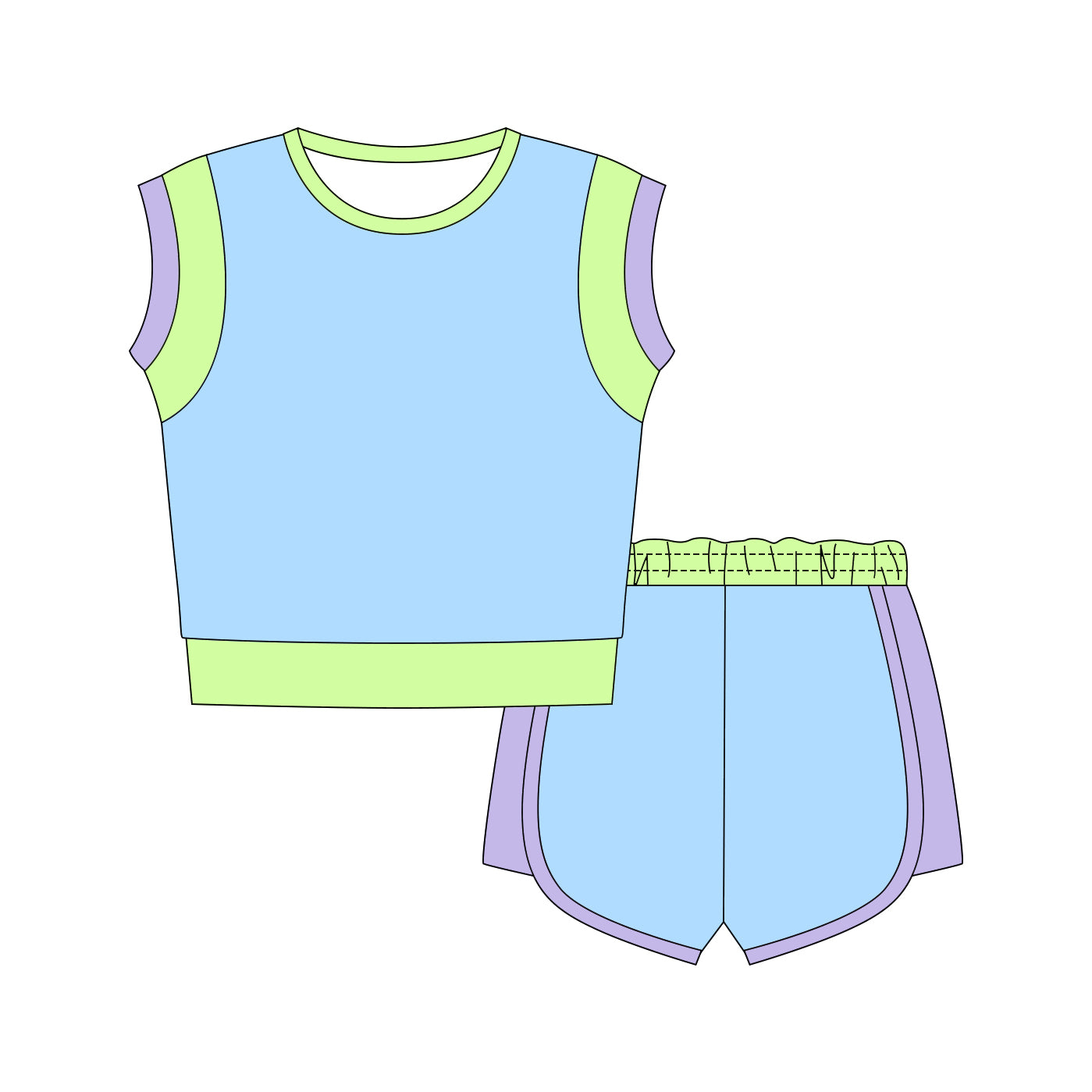 GSSO3308 Preorder Baby Girl Blue Top Elastic Shorts Cotton Clothes Sets