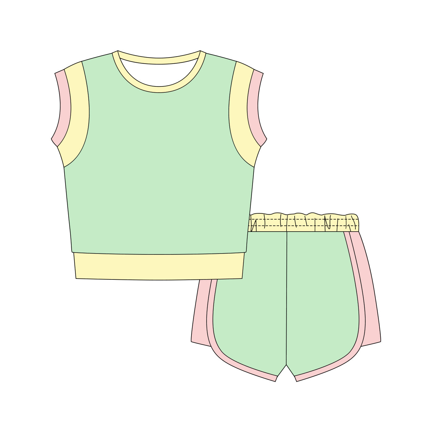 GSSO3309 Preorder Baby Girl Green Top Elastic Shorts Cotton Clothes Sets