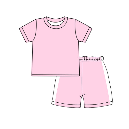 GSSO3310 Preorder Baby Boy Light Pink Shirts Top Short Clothes Pajamas Sets