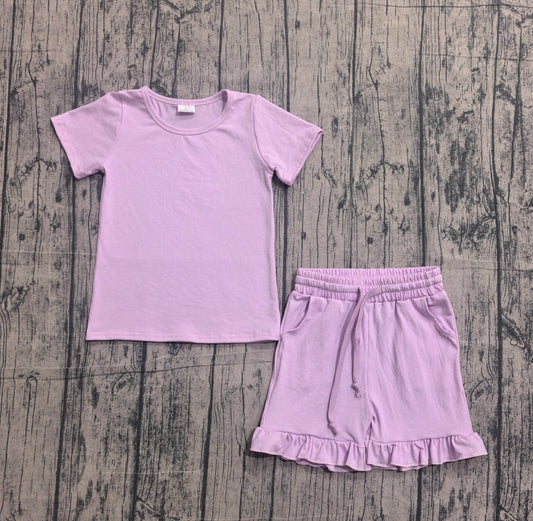 GSSO3350 Preorder Sample Baby Girls Short Sleeve Pink Shirt Top Ruffle Short Clothes Set