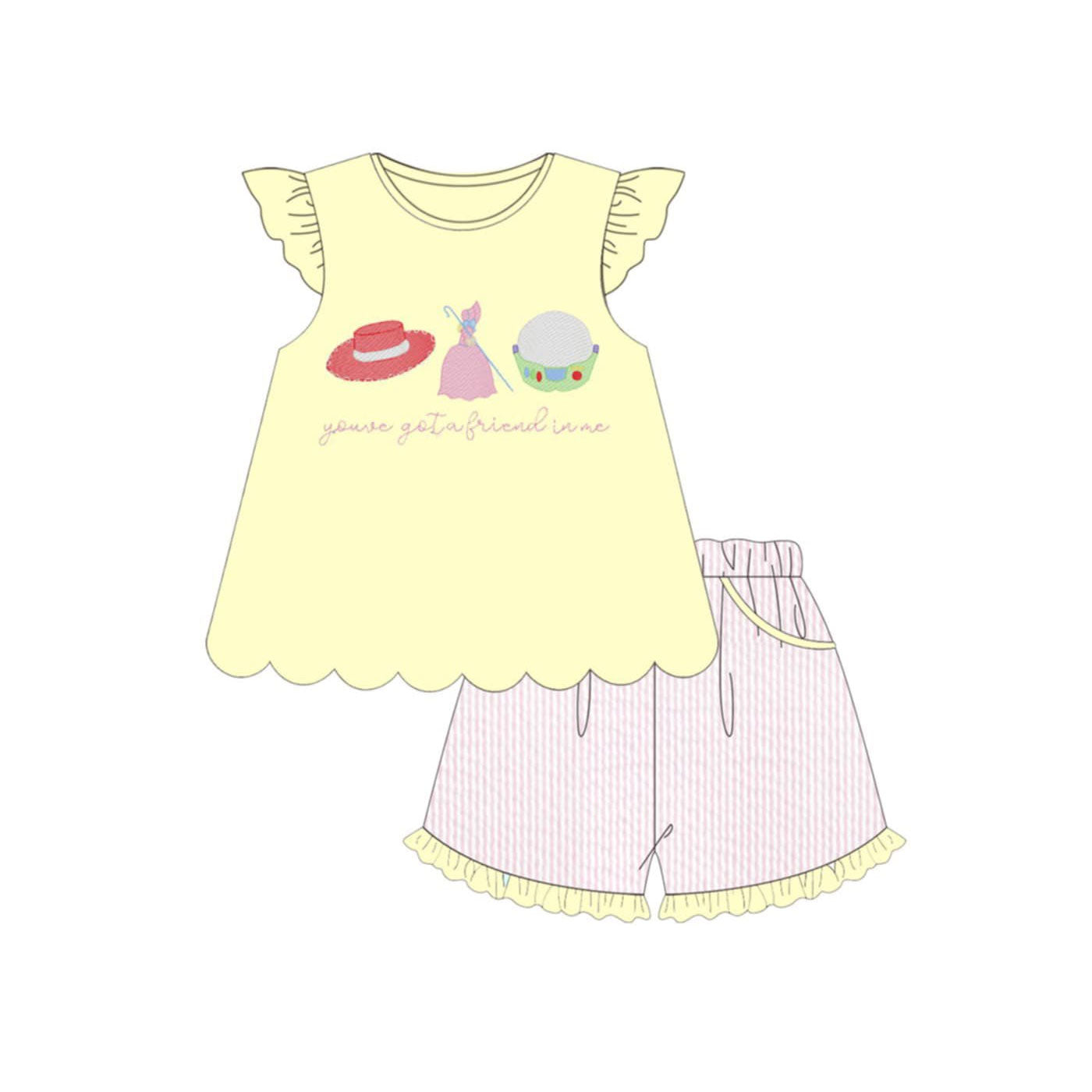 GSSO3495 Preorder Baby Girl Hats Dress Tunic Stripe Pockets Ruffle Short Clothes Sets