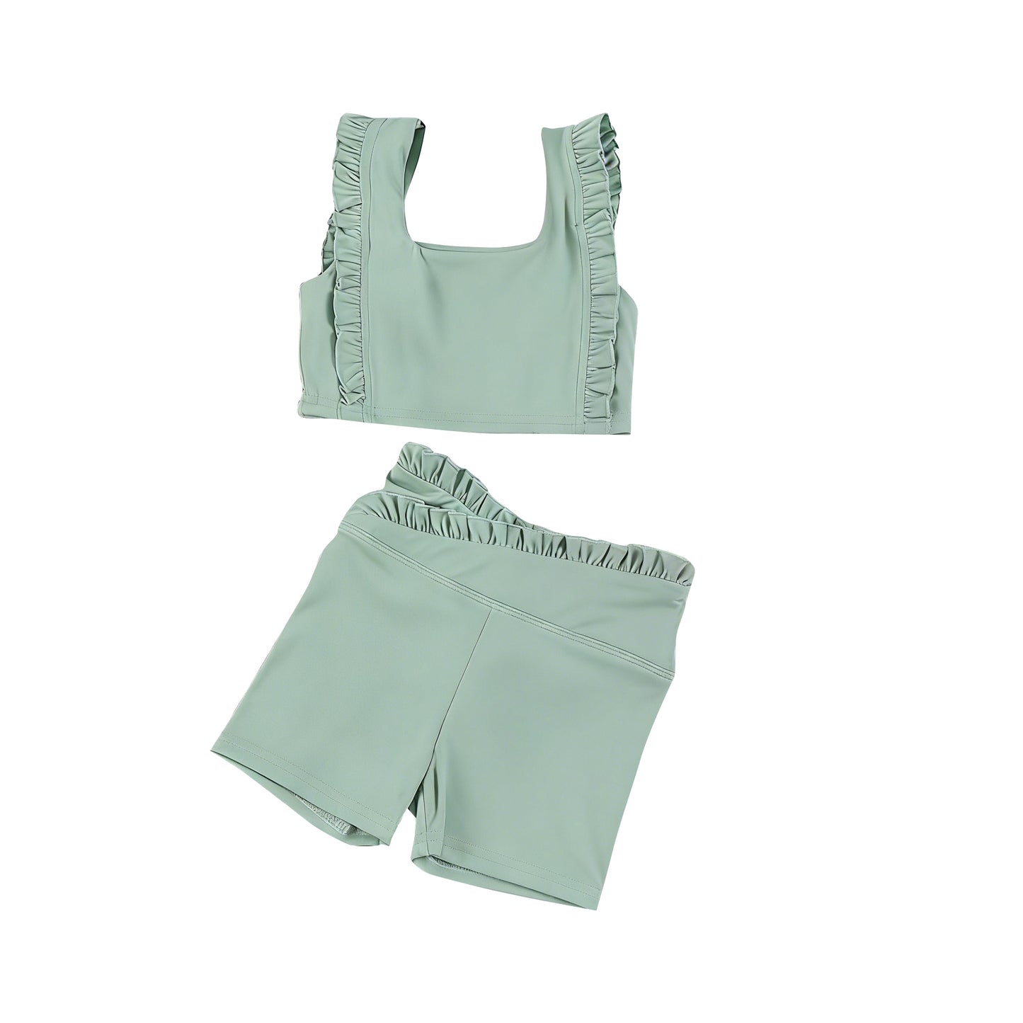 GSSO3621 Preorder Baby Girl Aqua Sleeveless Vest Top Short Yoga Active Clothes Sets
