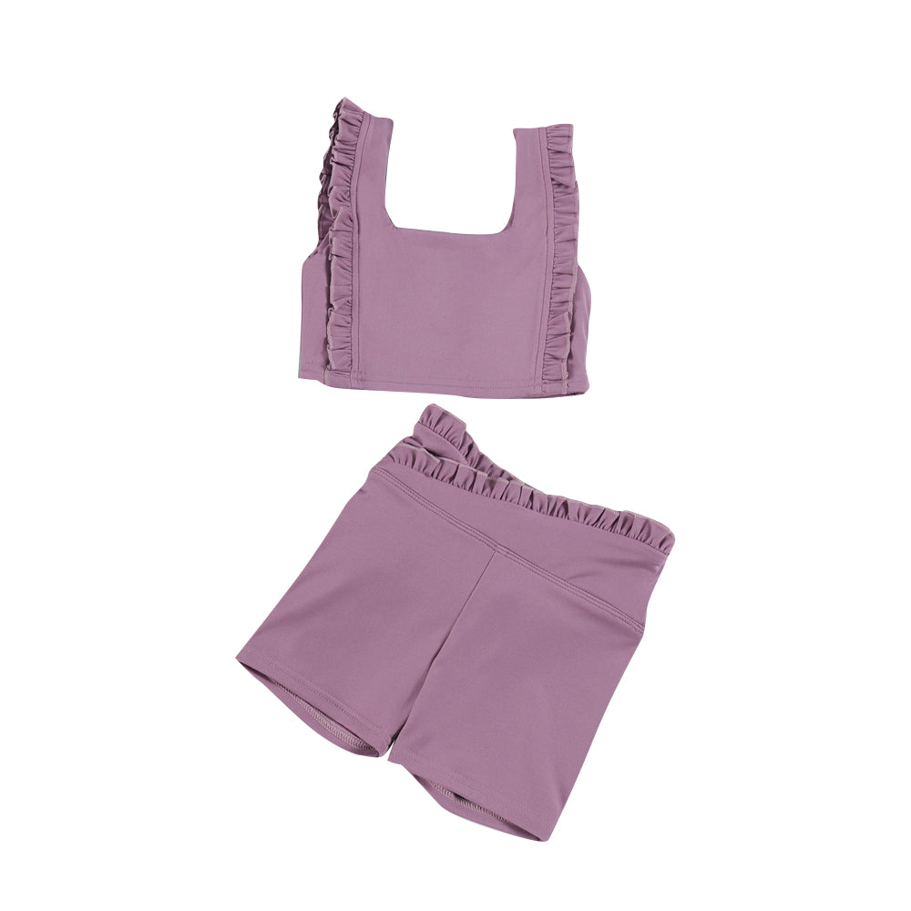 GSSO3622 Preorder Baby Girl Hot Pink Sleeveless Vest Top Short Yoga Active Clothes Sets