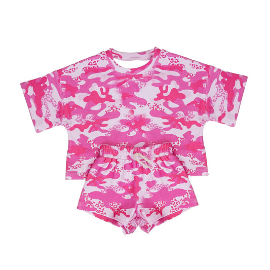 GSSO3650 Preorder Baby Girl Southern Pink Camo Top Short Clothes Set