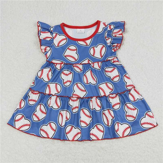 GT0483 Baby Girl Baseball Hearts Tunic Tops