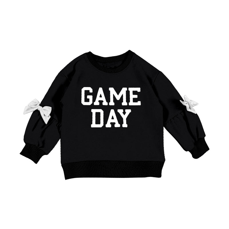 Pre-order no moq GT1588 pre-order baby girl clothes summer GAME DAY black long sleeve top-26.1.5