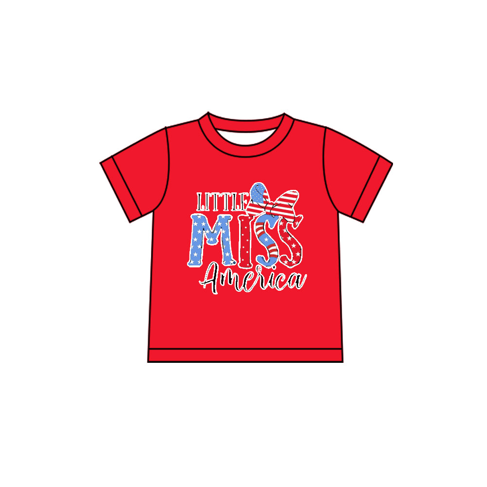 Pre-order Baby Girl Red Short Sleeve Miss America T-shirts Top GT1594