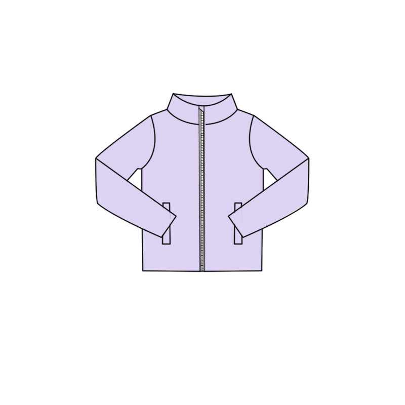 GT1612 Preorder Baby Girl Lavender Long Sleeve Zipper Pockets Yoga Active Jackets Top