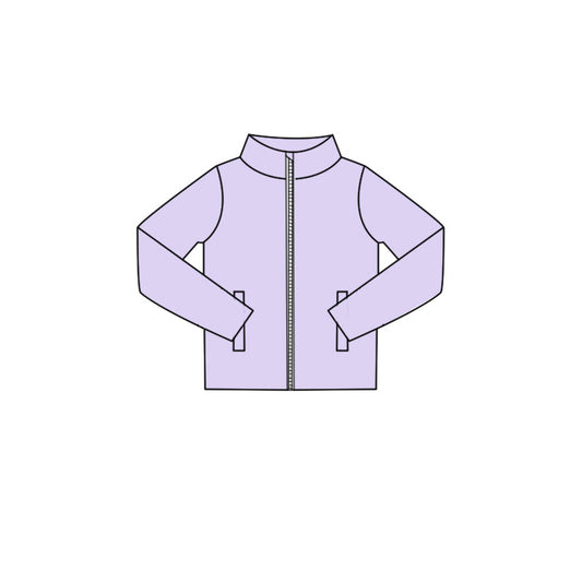 GT1612 Preorder Baby Girl Lavender Long Sleeve Zipper Pockets Yoga Active Jackets Top