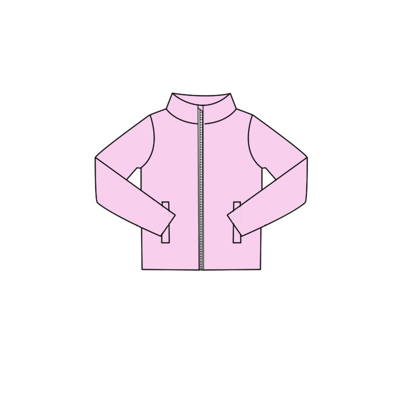 GT1613 Preorder Baby Girl Pink Long Sleeve Zipper Pockets Yoga Active Jackets Top