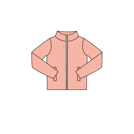 GT1615 Preorder Baby Girl Peach Long Sleeve Zipper Pockets Yoga Active Jackets Top