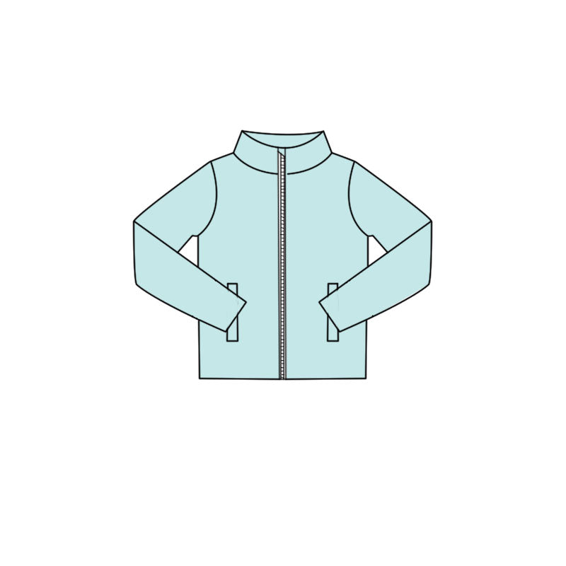 GT1617 Preorder Baby Girl Blue Long Sleeve Zipper Pockets Yoga Active Jackets Top