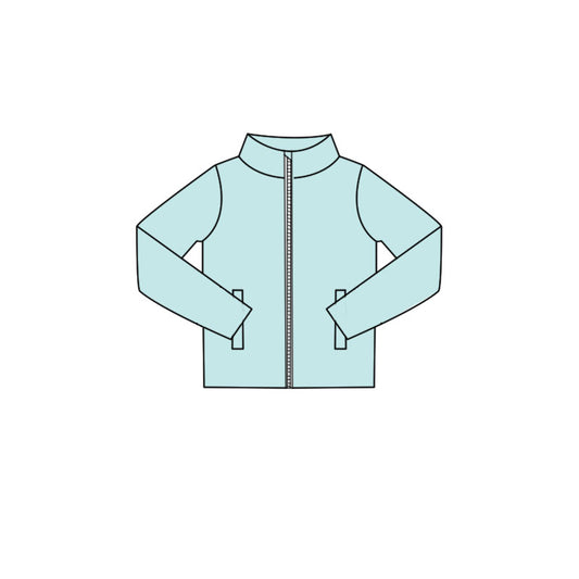 GT1617 Preorder Baby Girl Blue Long Sleeve Zipper Pockets Yoga Active Jackets Top