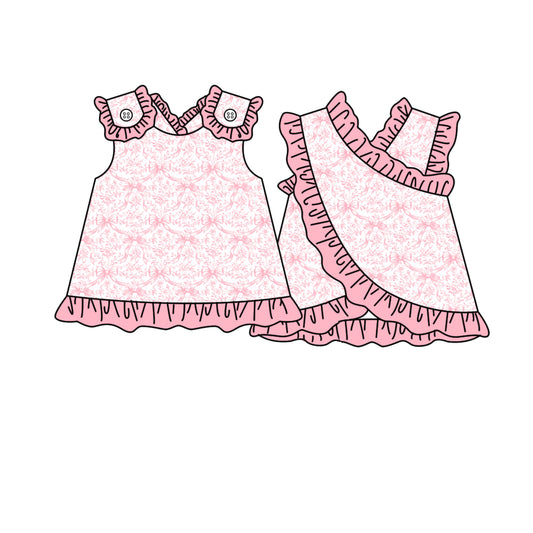 GT1619 Preorder Baby Girls Sleeveless Pink Bows Flowers Tunic Tops