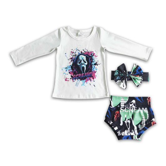 9.1 RTS no moq eta 5-7days LR0031 Halloween ghost face mask long sleeve briefs set