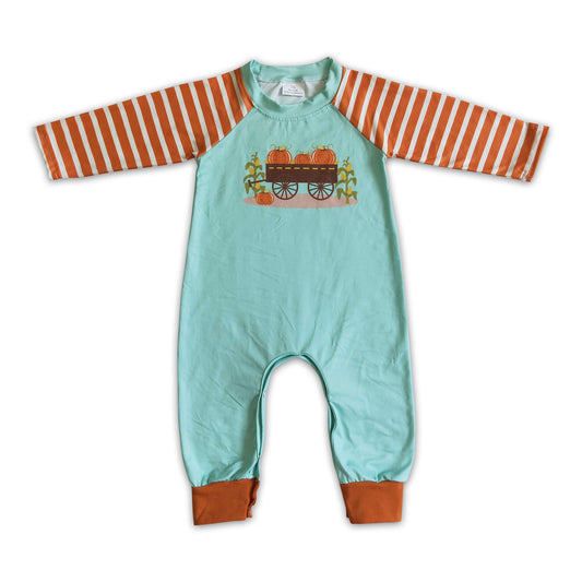 9.1 RTS NO MOQ LR0046 Newborn girls romper pumpkin print long sleeves long pants baby halloween clothing romper