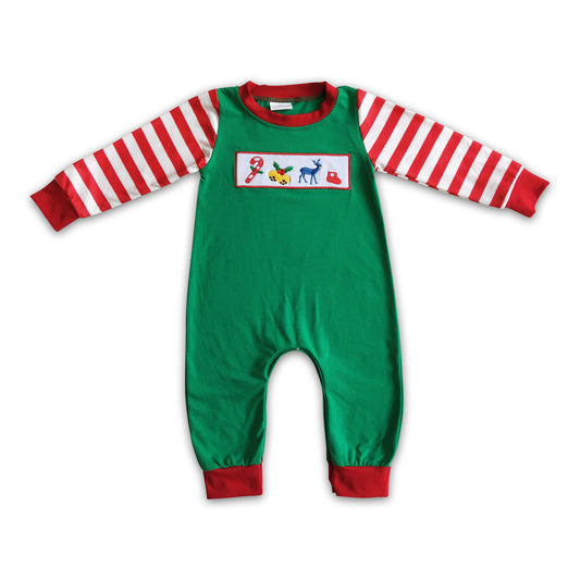 11.17 RTS NO MOQ（In Stock ) LR0110 Embroidered Christmas long-sleeved jumpsuit