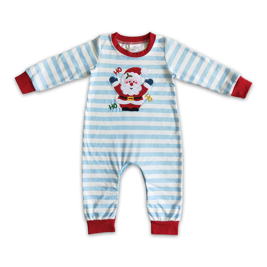 11.17 RTS NO MOQ（In Stock) LR0121 baby Christmas romper long sleeve long pants baby boys romper milk silk Santa Claus print