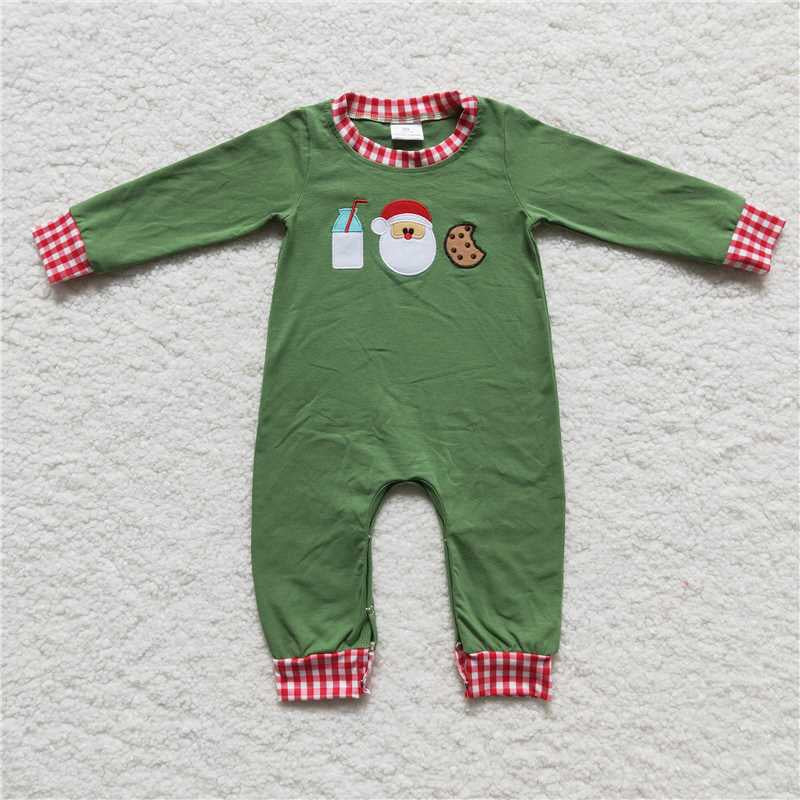 Sibling Baby Kids Embroidery Milk Cookie Santa Christmas Toddler Clothing Sets Rompers