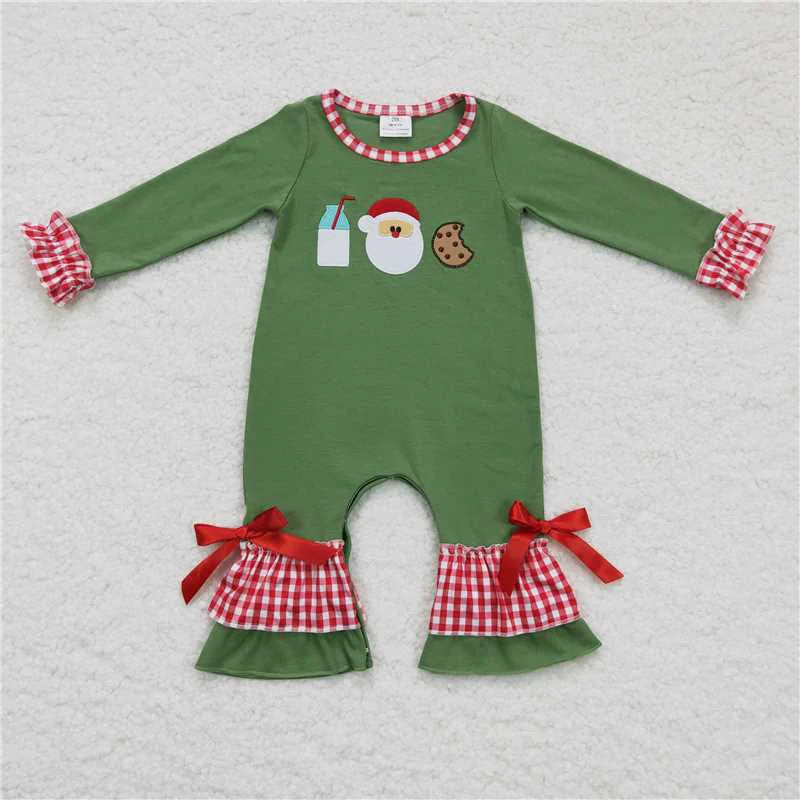 Sibling Baby Kids Embroidery Milk Cookie Santa Christmas Toddler Clothing Sets Rompers