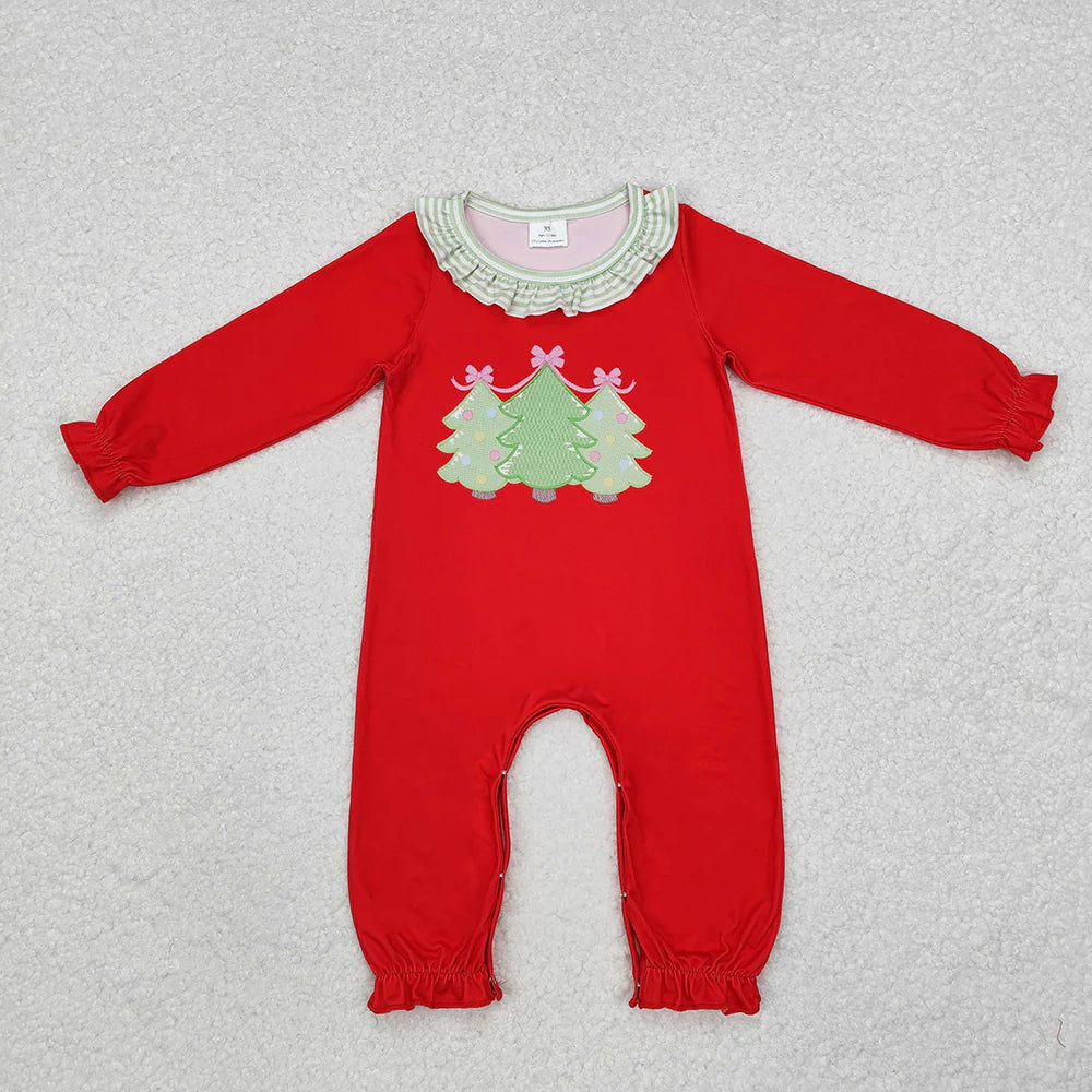Sibling Baby Kids Boys Girls Red Christmas Tree Rompers Clothing Sets