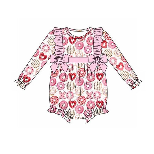 LR2096 Baby Infant Girls Donuts Bows Pink Rompers preorder