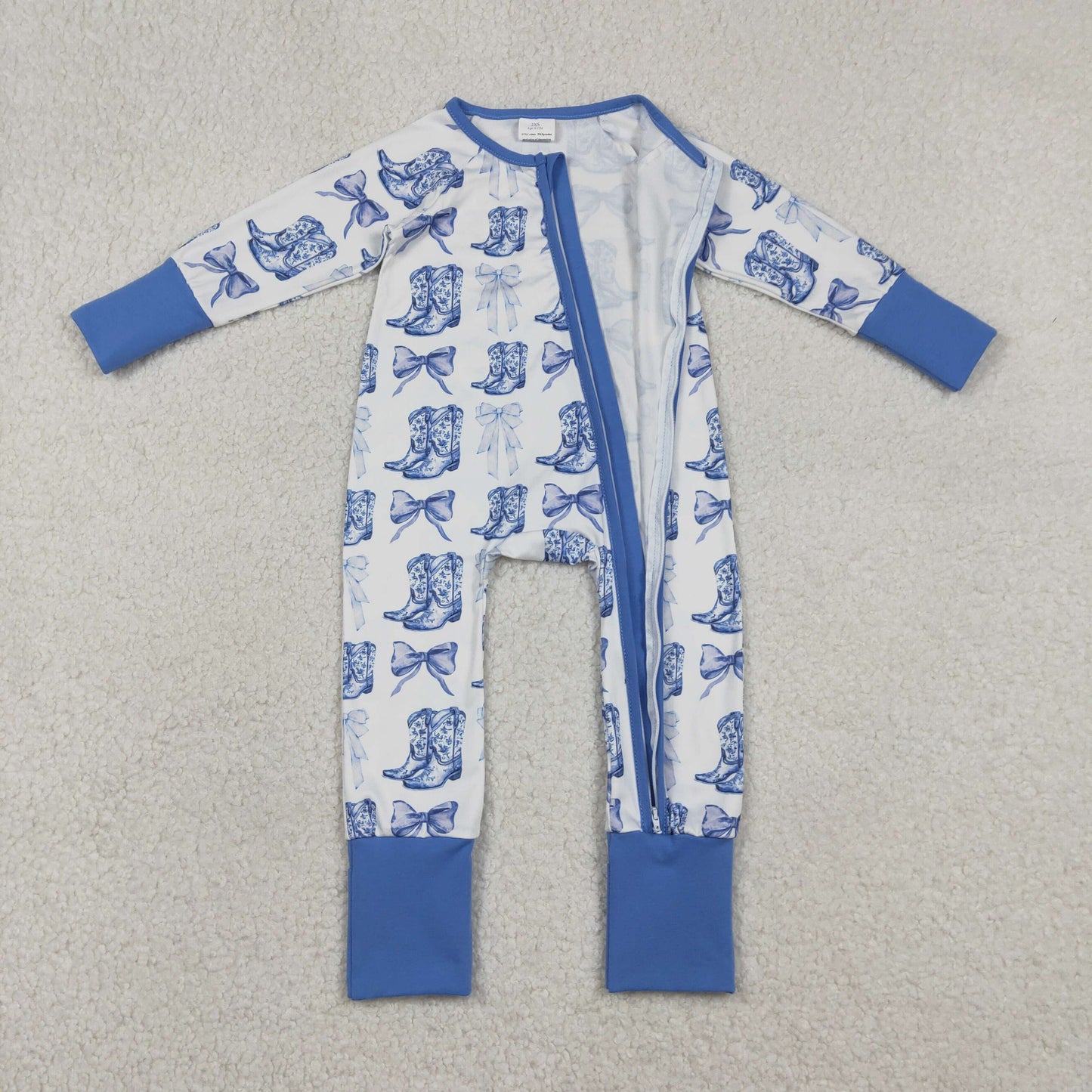 Sibling Baby Boys Girls clothes boot blue long sleeve pants Pajamas Sets and romper