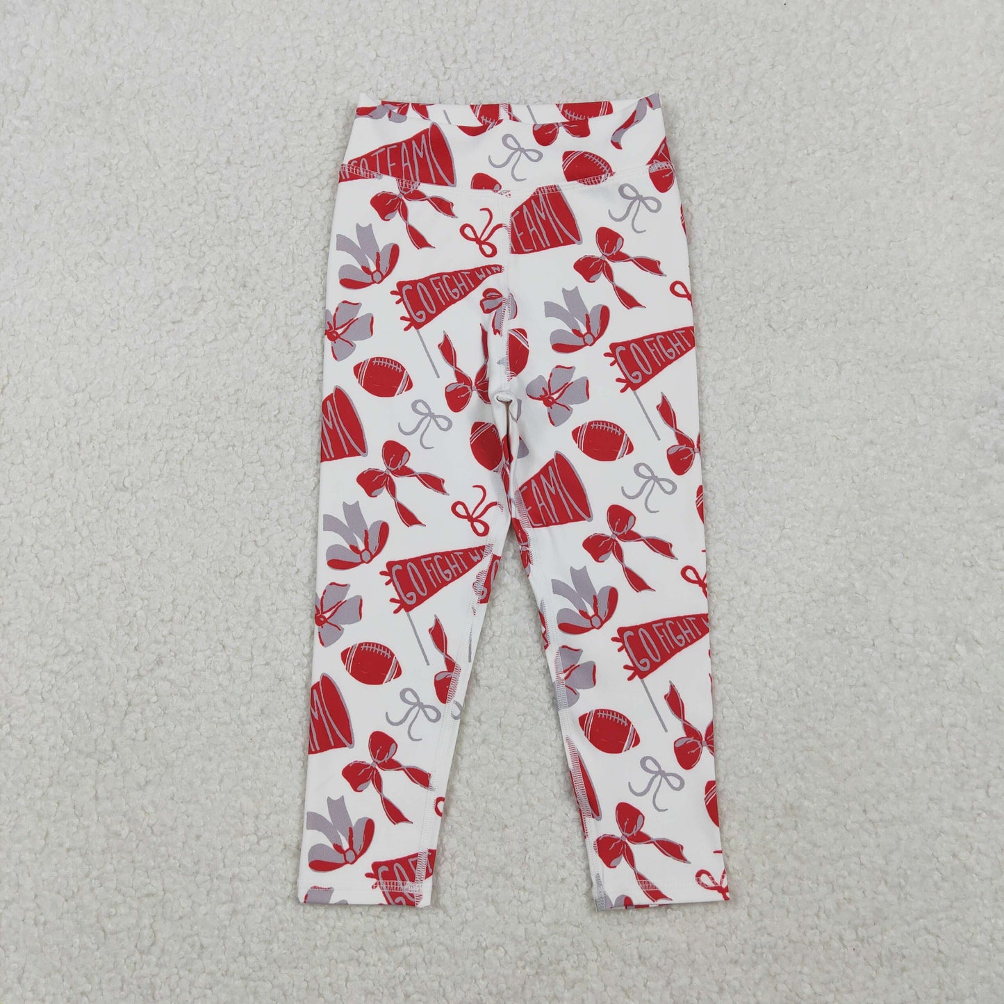 Sibling baby girl clothes Football Trumpet Bow Pattern long pants