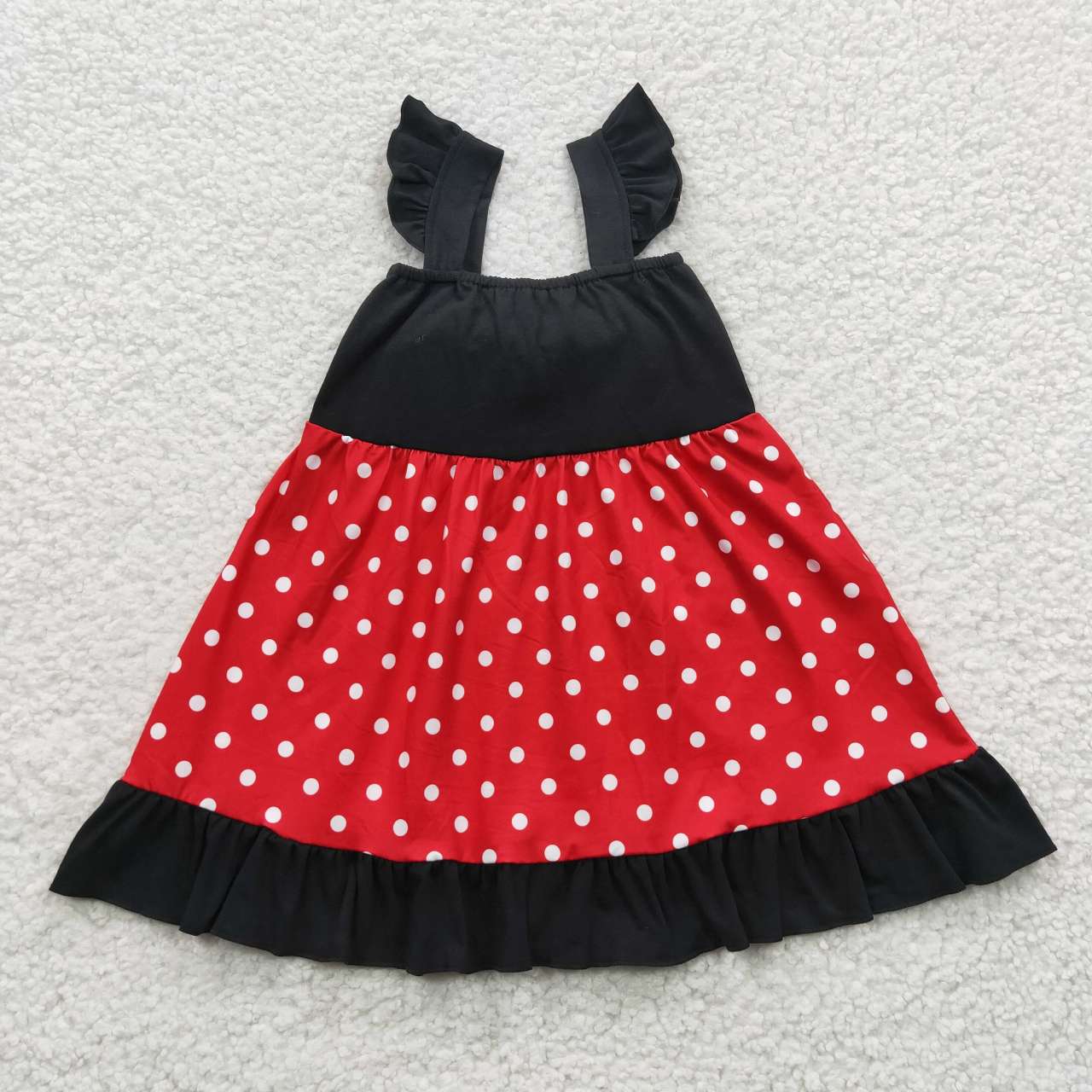 GSD0344 Red Black Disney Mickey Bow Flying Sleeve Dress