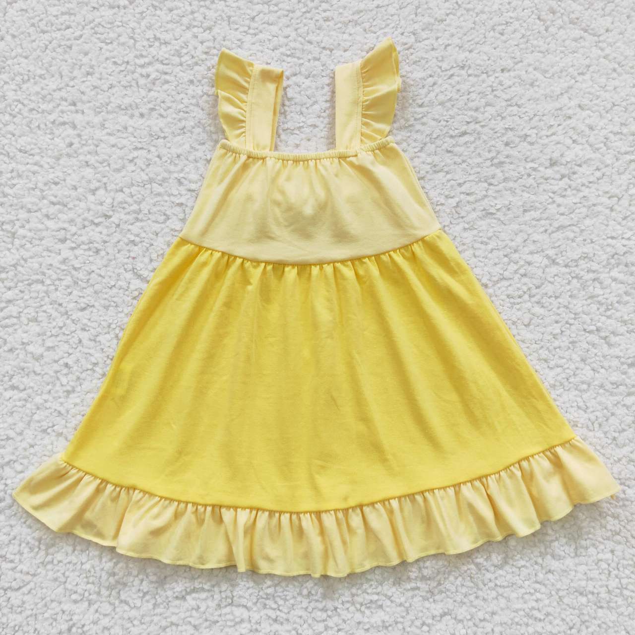 GSD0342 Fly Sleeve dress with Bow in yellow