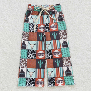 P0145 howdy Cow Cactus Plaid Pants