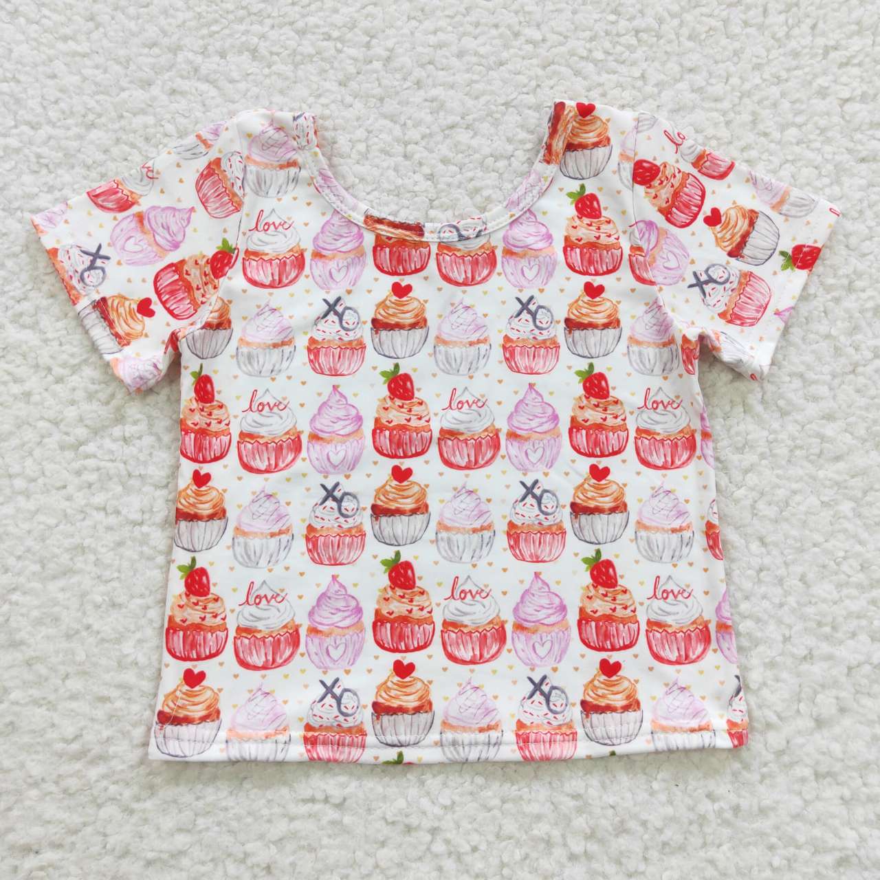 GT0204 Girls XO Cake Ice cream white top