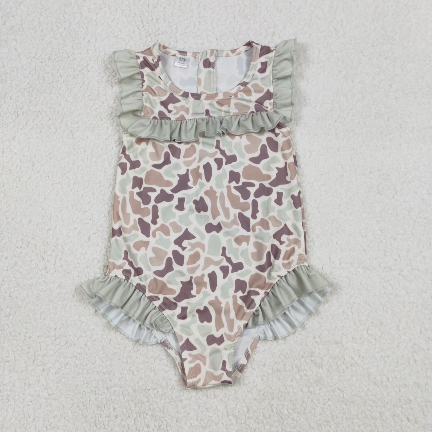 Sibling Baby Girls clothes camouflage sleeveless swimsuits