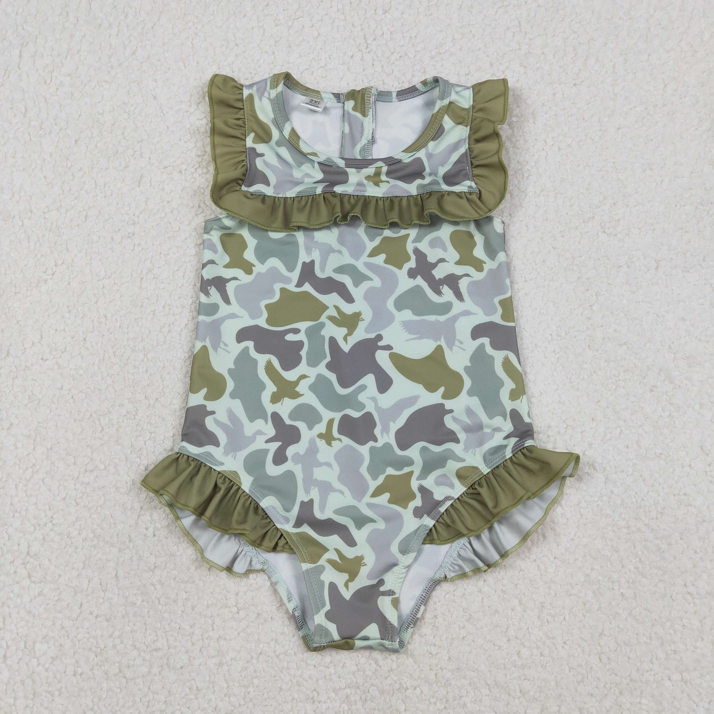 Sibling Baby Girls clothes camouflage sleeveless swimsuits
