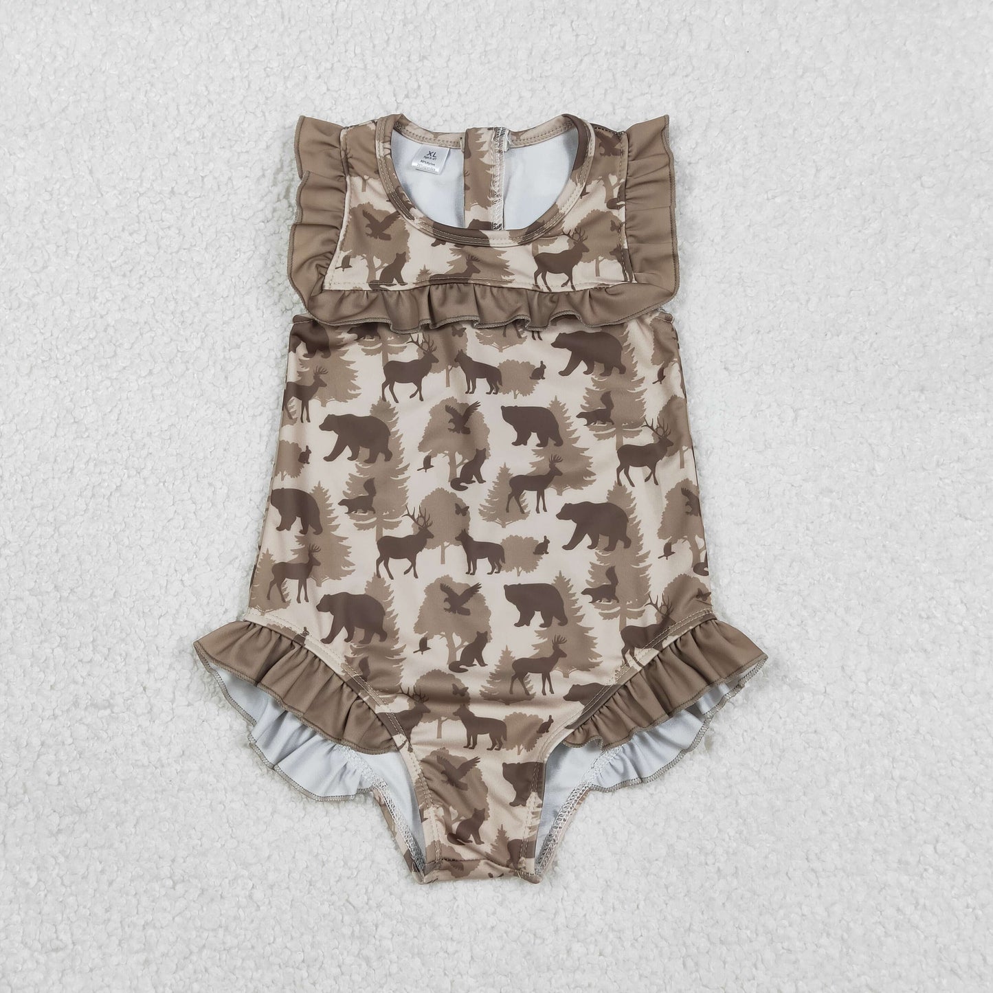 Sibling Baby Girls clothes camouflage sleeveless swimsuits