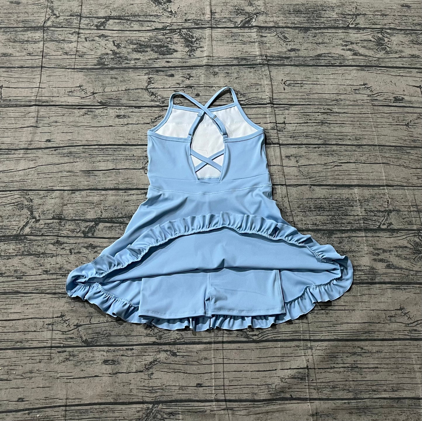Pre-order no moq S0713 pre-order baby girl clothes summer yoga blue sleeveless swimsuit-26.1.15
