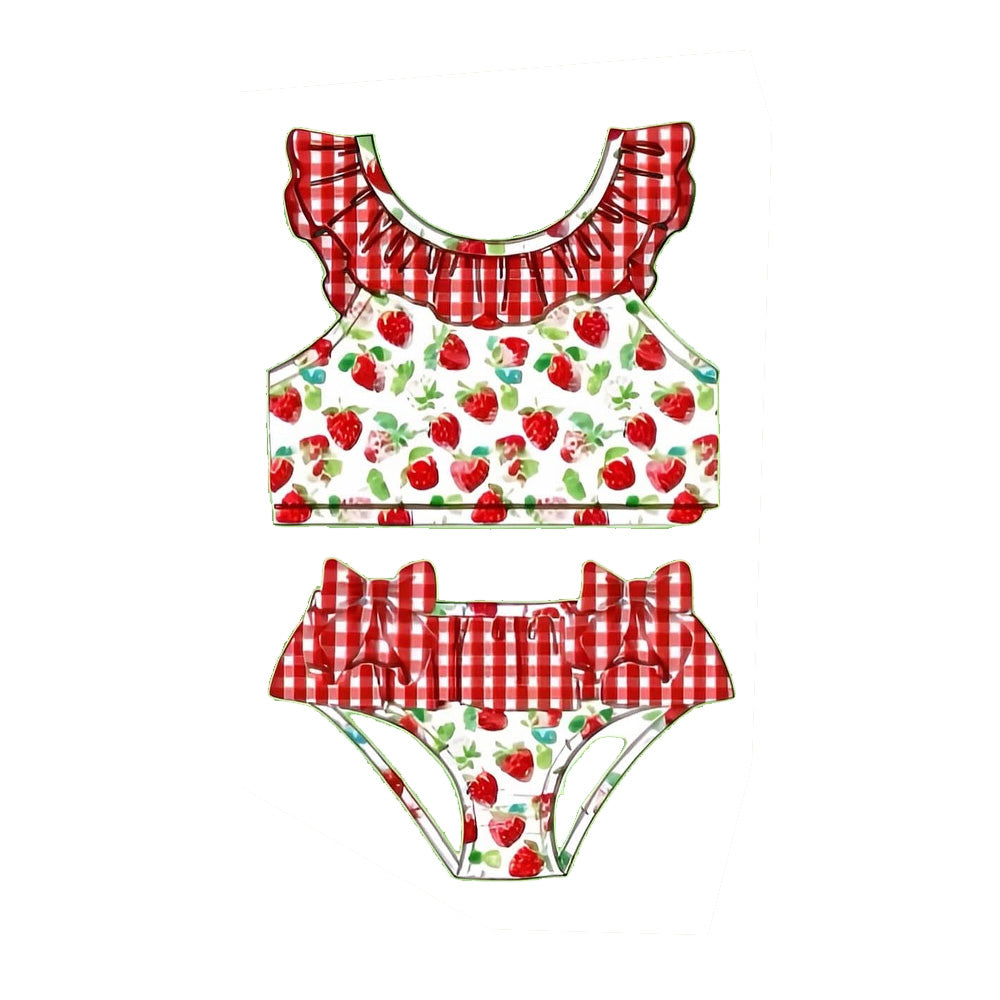 Pre-order no moq S0731 pre-order baby girl clothes summer strawberry sleeveless swimsuit-26.1.23