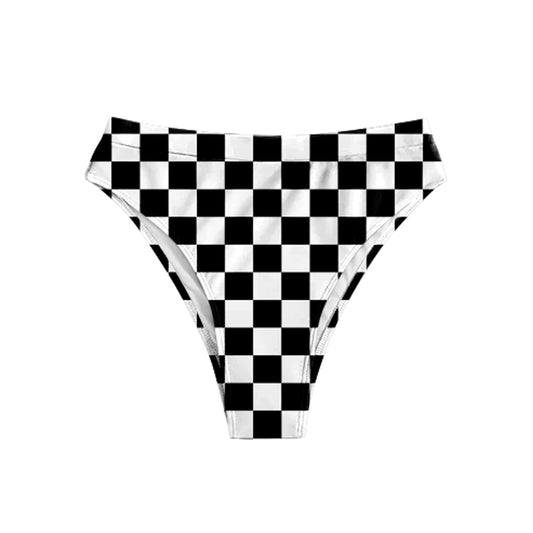 S0737 Preorder Adult Women Black Checkered Bummies Shorts Bottom